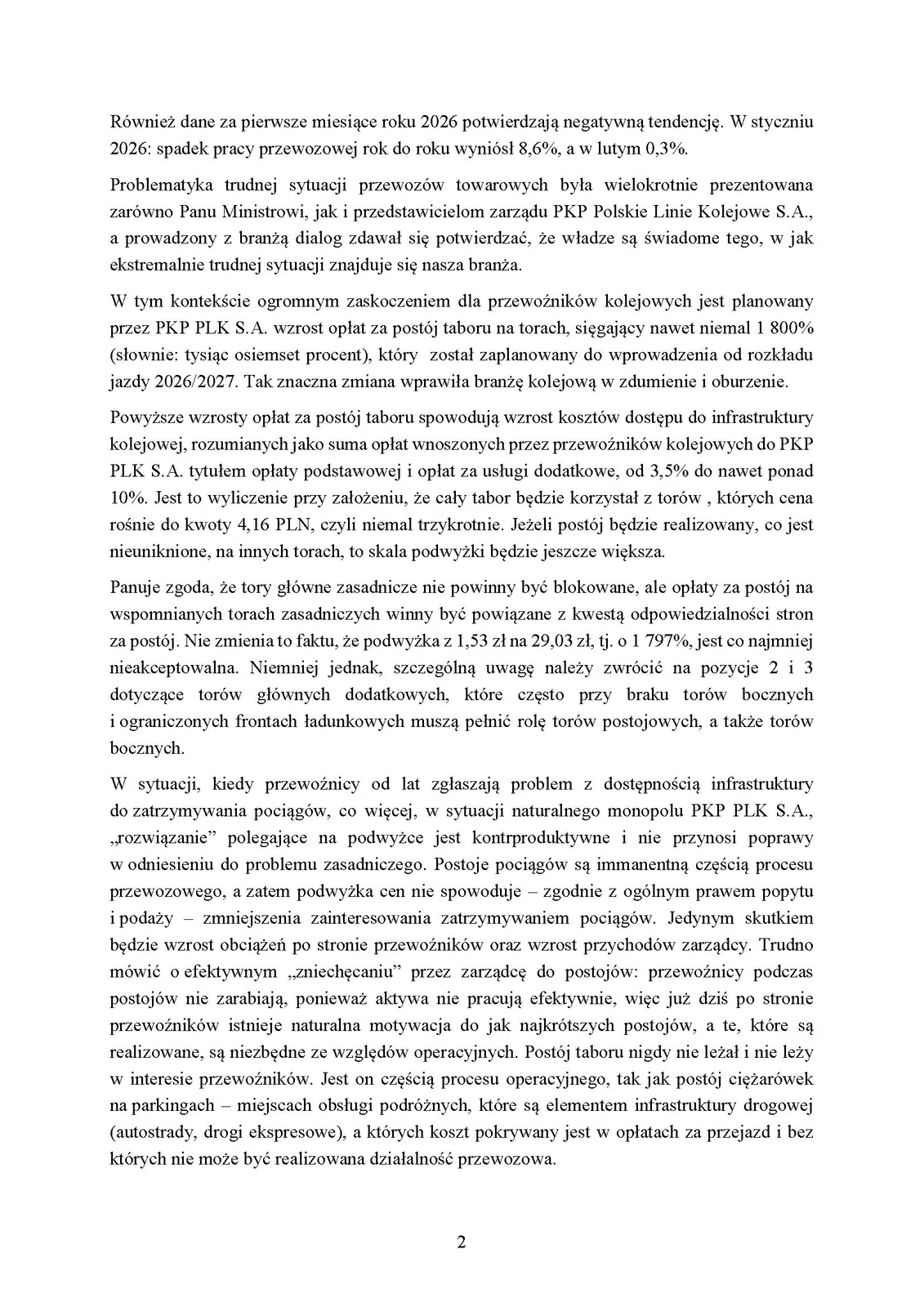 Po apelu RBF, ZNPK i IGTL PKP PLK wycofują się z podwyżki opłat sięgającej 1797%.